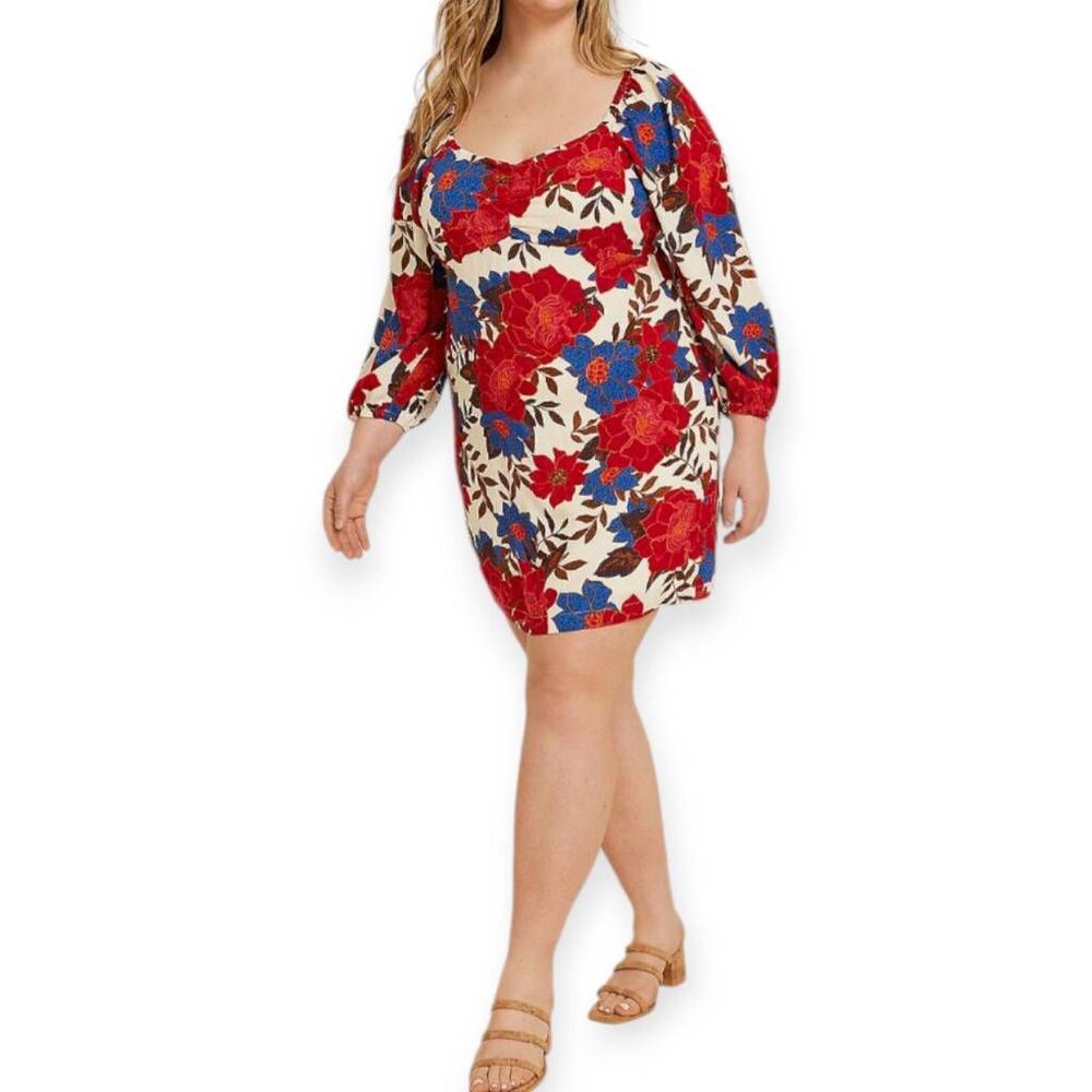 Maurices Red and Blue Floral Mini Dress